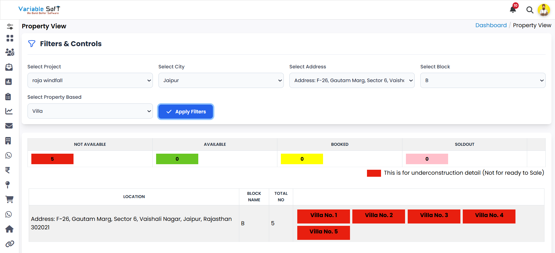 Real Estate CRM Lead Management Screenshot